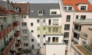 Rückansicht des Objekts mit markierter Wohneinheit