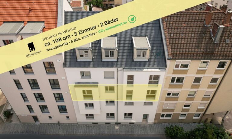 NEUBAU in Wöhrd: ca. 108 qm, 3 Zimmer, 2 Bäder – bezugsfertig – 5 Min. zum See