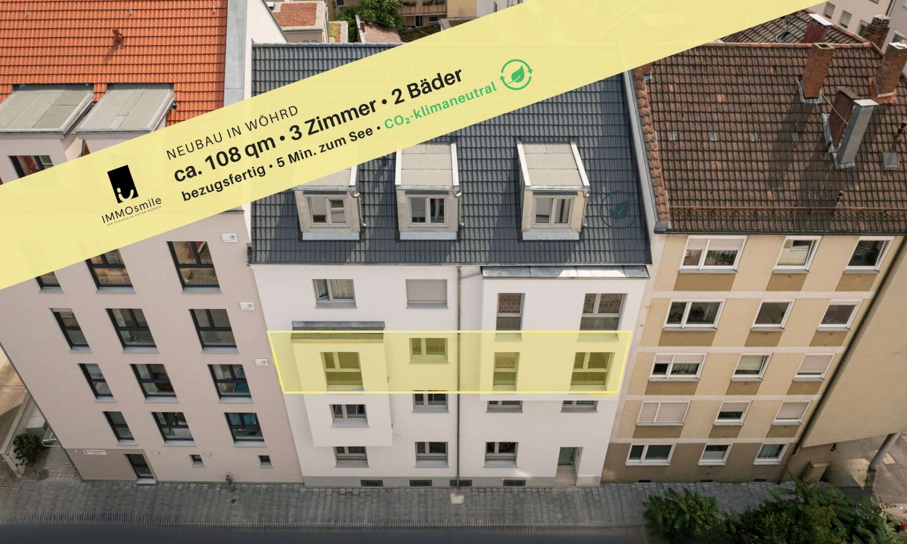 NEUBAU in Wöhrd: ca. 108 qm, 3 Zimmer, 2 Bäder – bezugsfertig – 5 Min. zum See